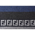 Fendi Scarf Winter Wool Blend FF Zucca Pattern Striped Blue Gray — view 6