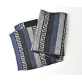 Fendi Scarf Winter Wool Blend FF Zucca Pattern Striped Blue Gray