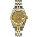 Rolex Datejust Number Houndstooth Watch Champagne 18k Yellow Gold Automatic