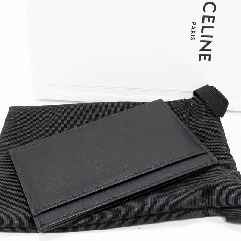 Celine Card Case Passcase Logo Holder Smooth Calfskin Black — view 3