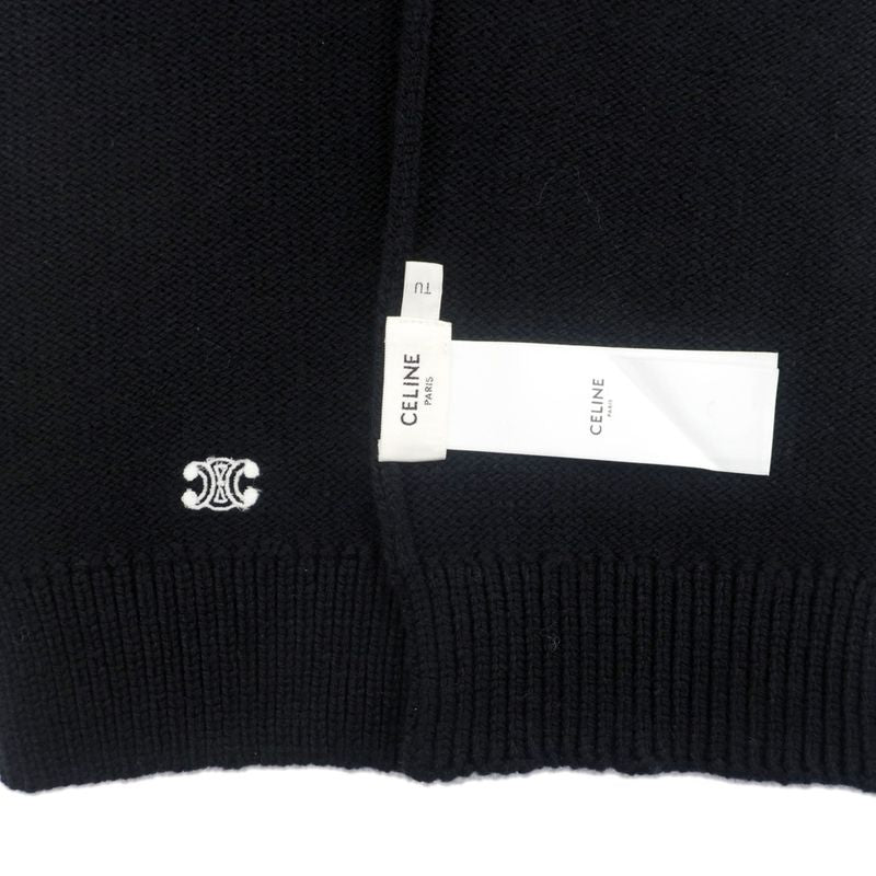 Celine Muffler Black BK Triomphe Logo Wool Accessories Scarf — view 7