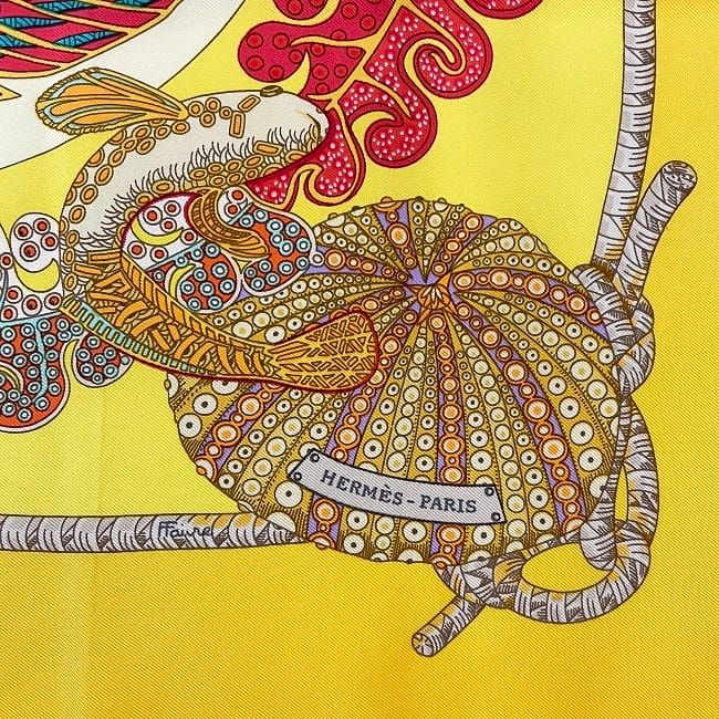 Hermes Scarf Carre 90 Yellow Orange Grands Fonds — view 5