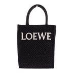 Loewe Tote 2-Way Raffia Leather Black Gold Travel