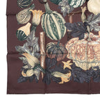 Hermes Scarf Silk Carre 90 Citrouilles ET Coloquintes Pumpkin and Colocint Brown — view 4