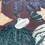 Hermes Scarf Silk Carre 90 Citrouilles ET Coloquintes Pumpkin and Colocint Brown — view 7