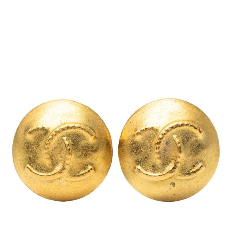Chanel Coco Mark Vintage Gold Plated Earrings