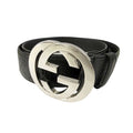 Gucci Interlocking Buckle Belt GG Black Leather