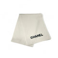 Chanel Muffler Cashmere White Logo Sequins Scarf