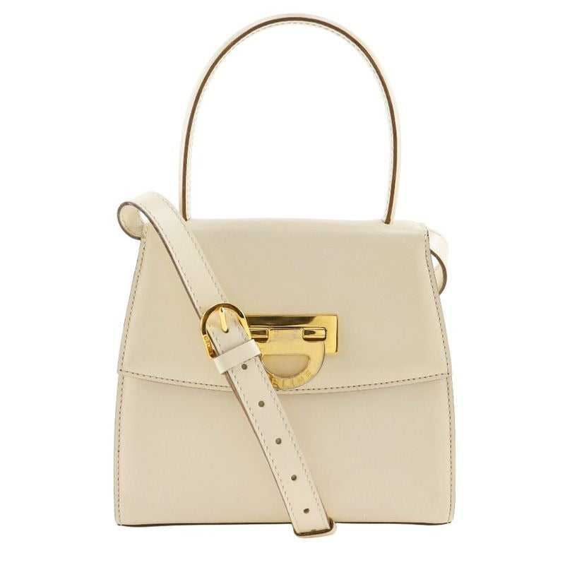 Celine 2-Way Shoulder Vintage Calf White Handbag