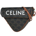 Celine Triomphe Shoulder Bag Triangle Black Brown