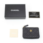 Chanel Wallet Coin Case Caviar Leather Black Ring