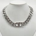Dior Necklace Chain Link Silver Metal CD Logo