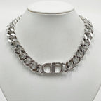 Dior Necklace Chain Link Silver Metal CD Logo