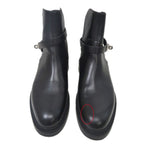 Hermes Short Boots Jeff Black Silver Hardware Leather Shoes — view 2