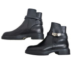 Hermes Short Boots Jeff Black Silver Hardware Leather Shoes — view 3
