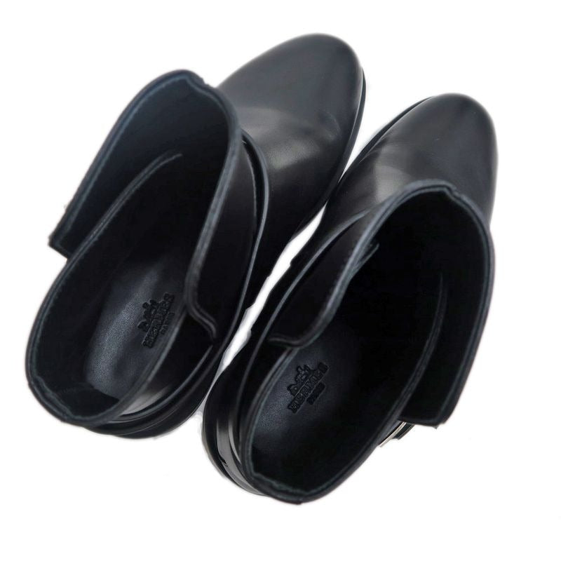Hermes Short Boots Jeff Black Silver Hardware Leather Shoes — view 6