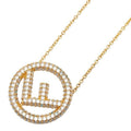 Fendi IS Necklace Gold Plated Rhinestone