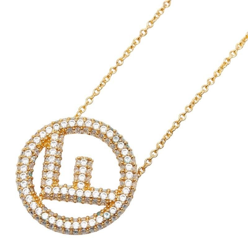 Fendi IS Necklace Gold Plated Rhinestone