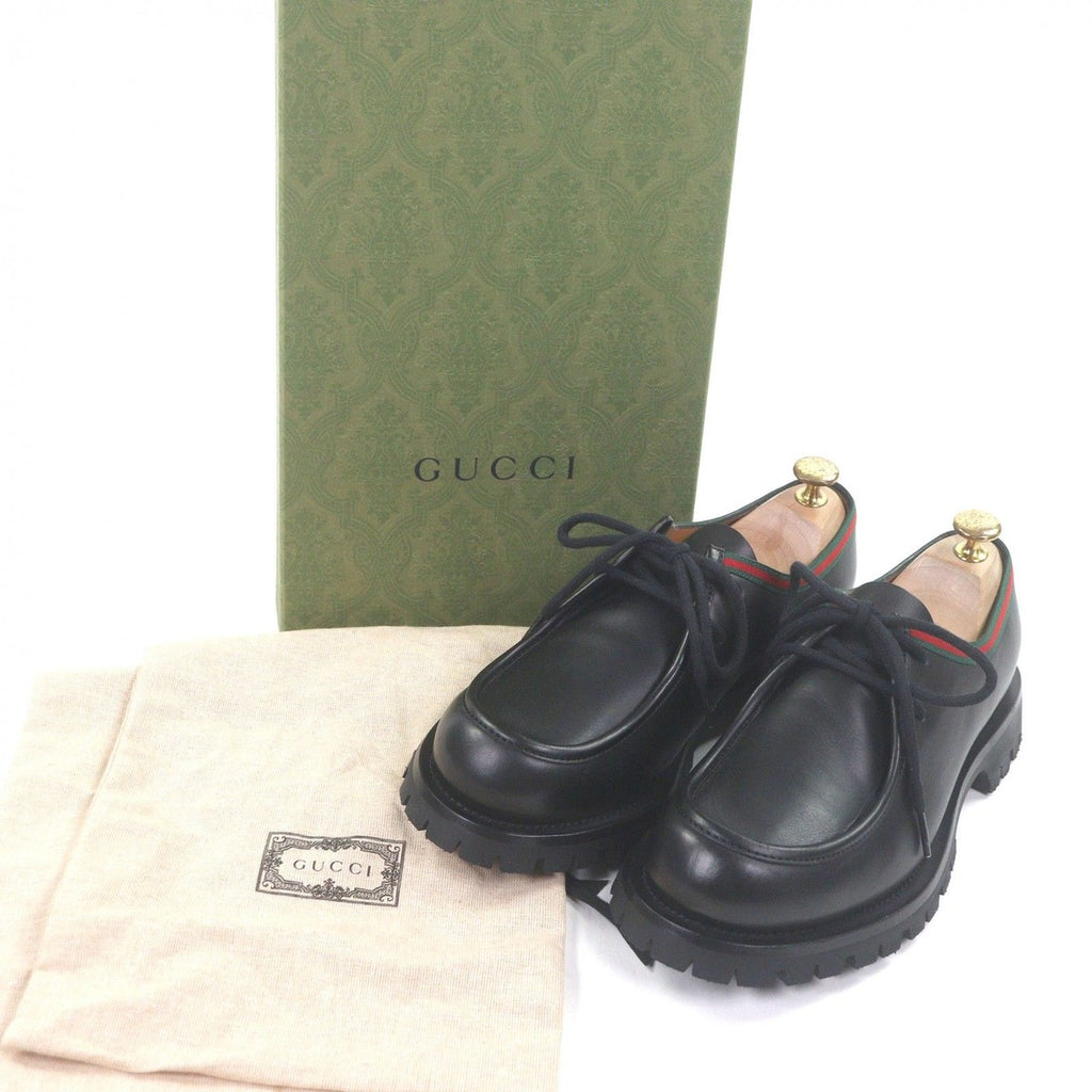 Gucci Leather Web Stripe Tyrolean Shoes Deck Black 7 Handbag — view 2
