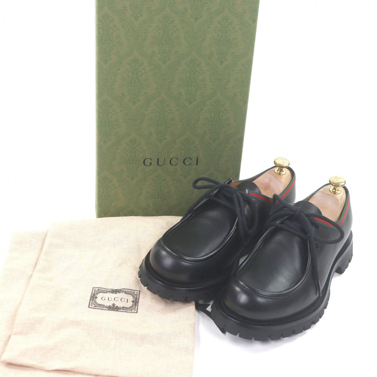 Gucci Leather Web Stripe Tyrolean Shoes Deck Black 7 Handbag — view 2
