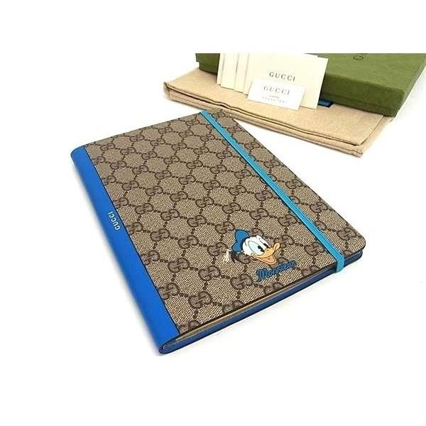 Gucci Disney Collaboration Donald Duck GG Supreme Pattern Leather Notebook
