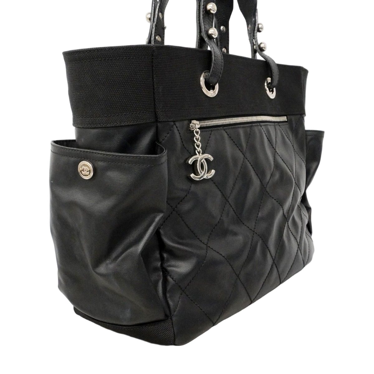 Chanel Tote Paris Biarritz Canvas Black Silver — view 2