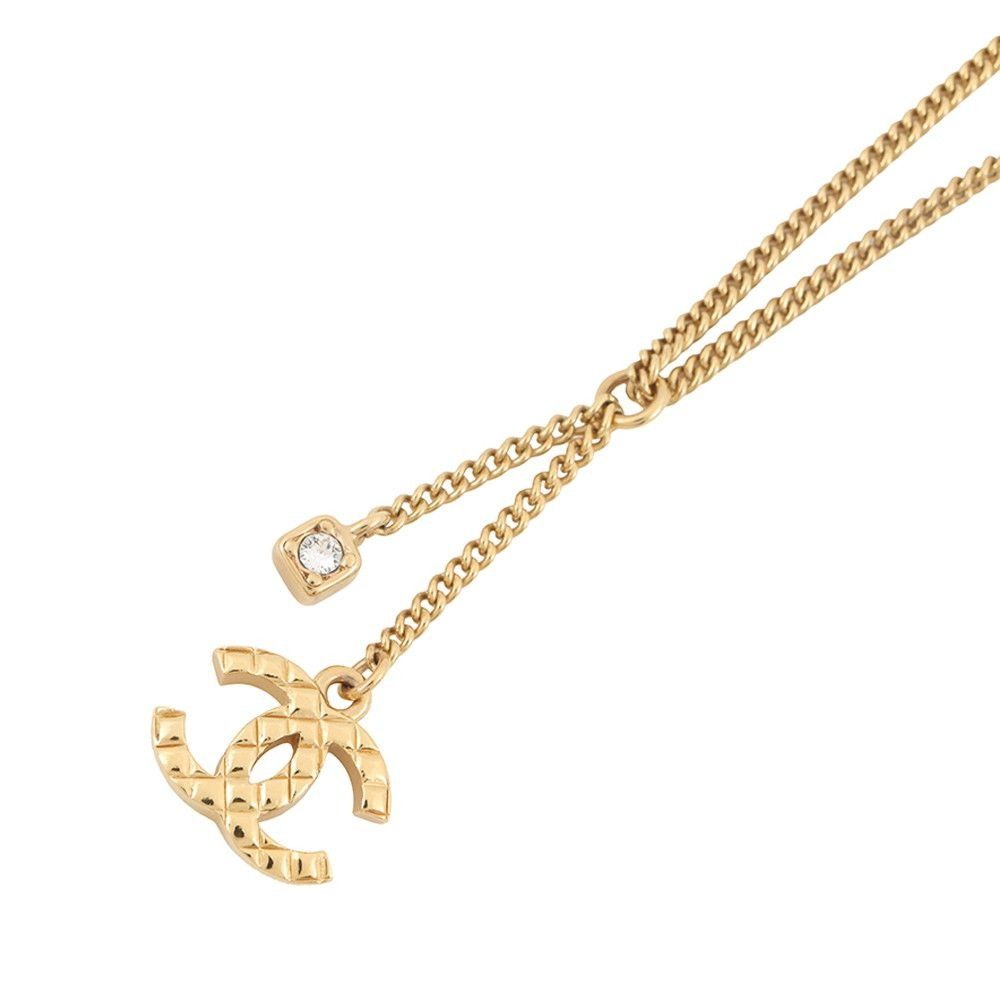 Chanel Necklace CC Logo Rhinestone