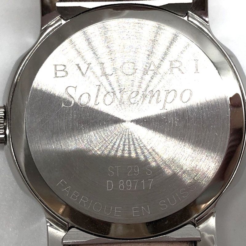 Bvlgari Solo Tempo St29 S Quartz Date Pink Dial Leather Watch Stuck — view 8