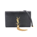 Saint Laurent Kate Chain Wallet Bifold Croco Shoulder