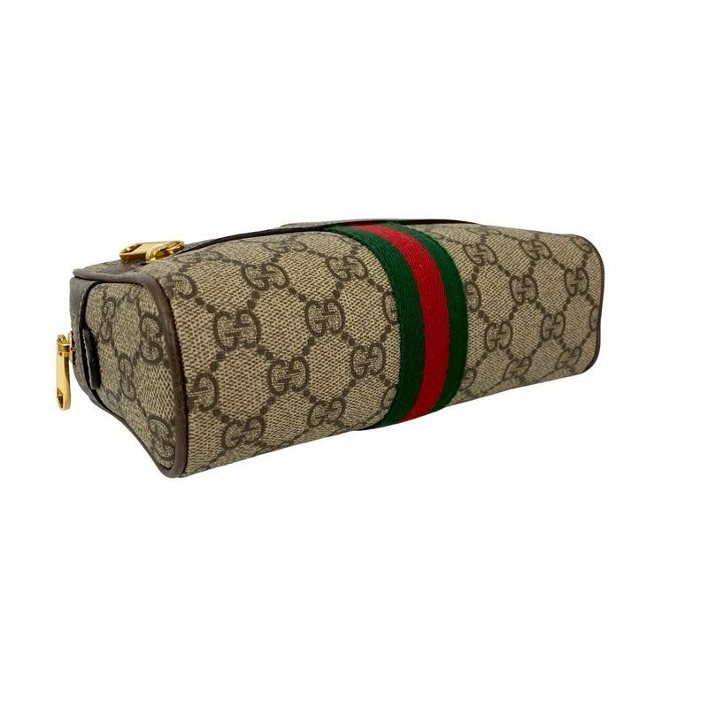 Gucci GG Supreme Ophidia Waist Pouch Leather Body Bag Shoulder Brown F2029