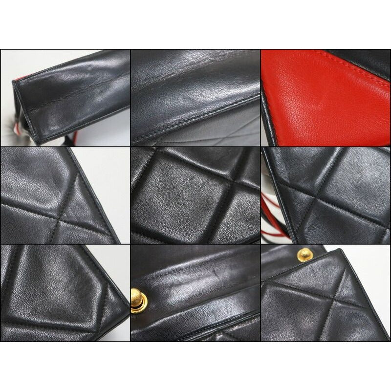 Chanel Quilted Shoulder Bag Lambskin Bicolor Black Red — view 7