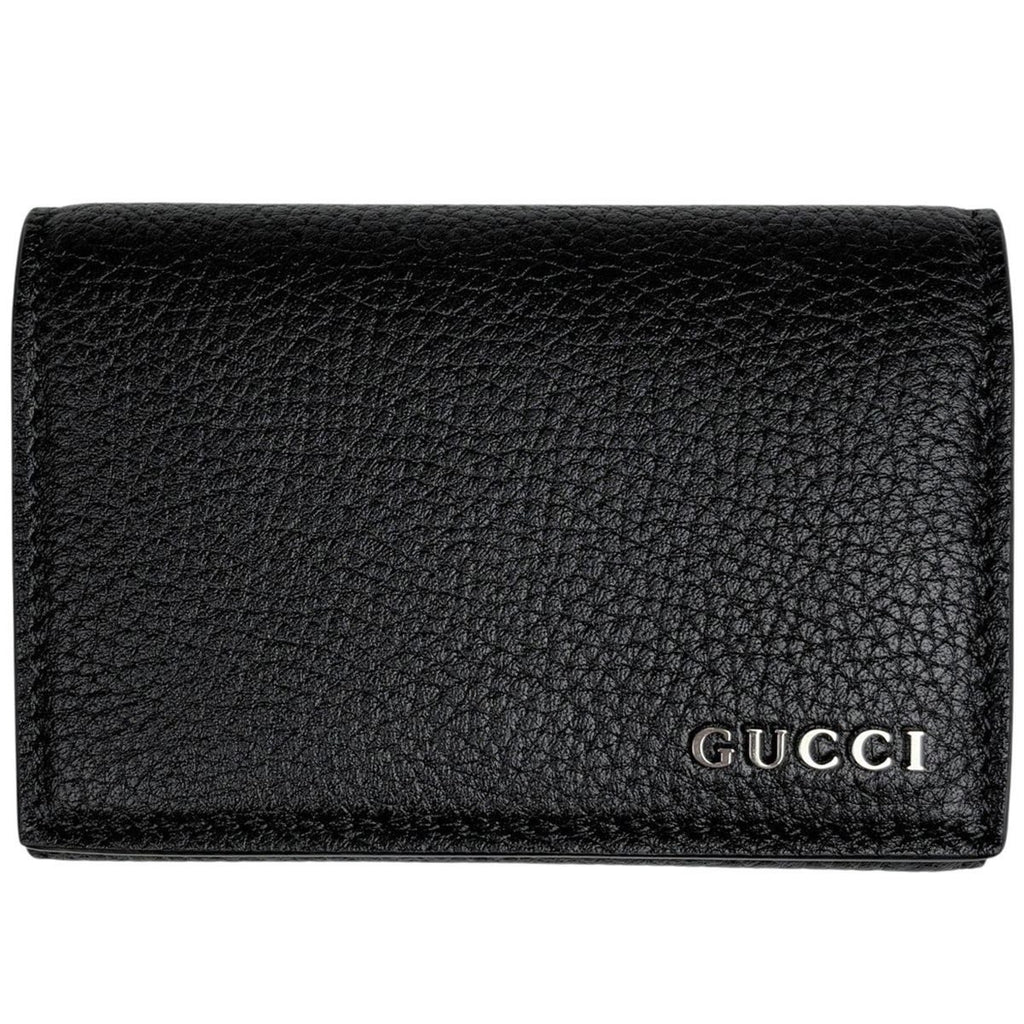 Gucci Logo Card Case Leather Black