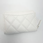 Chanel Coco Mark Caviar Leather Classic Zip Coin Purse Quilted Ap0216 White — view 2