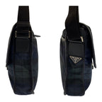 Prada Tessuto Triangle Logo Plate Checked Green Blue Black Silver Hardware — view 8