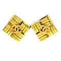 Chanel CC Logo Square Gold Plated Earrings