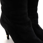 Chanel Long Boots Shoes Women Suede Leather Black High Heel Sole — view 5