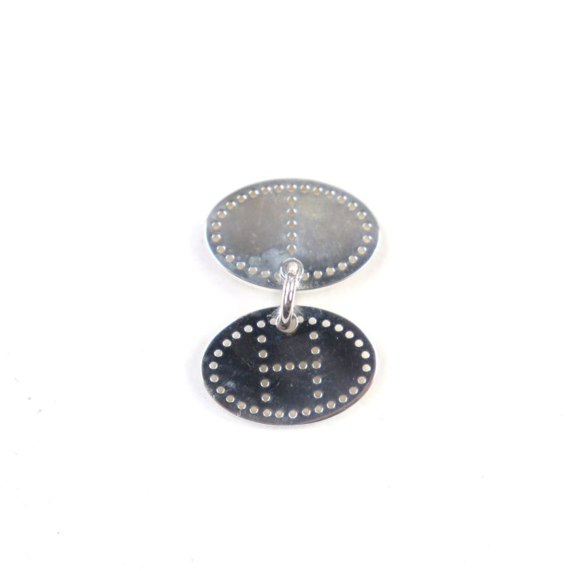 Hermes Eclipse Evelyne AG 925 H Logo Motif Perforated Oval Pendant Top Silver — view 5