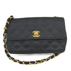 Chanel Mini Quilted Chain Shoulder Bag Satin Black