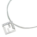 Fendi Fflogo Rhinestone Necklace Pendant Chain Silver