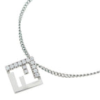 Fendi Fflogo Rhinestone Necklace Pendant Chain Silver
