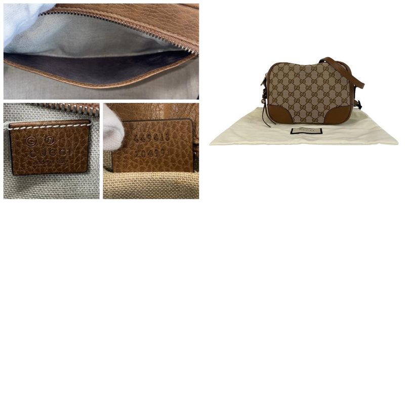 Gucci Brown Gold Hardware GG Canvas Leather Crossbody Bag — view 9