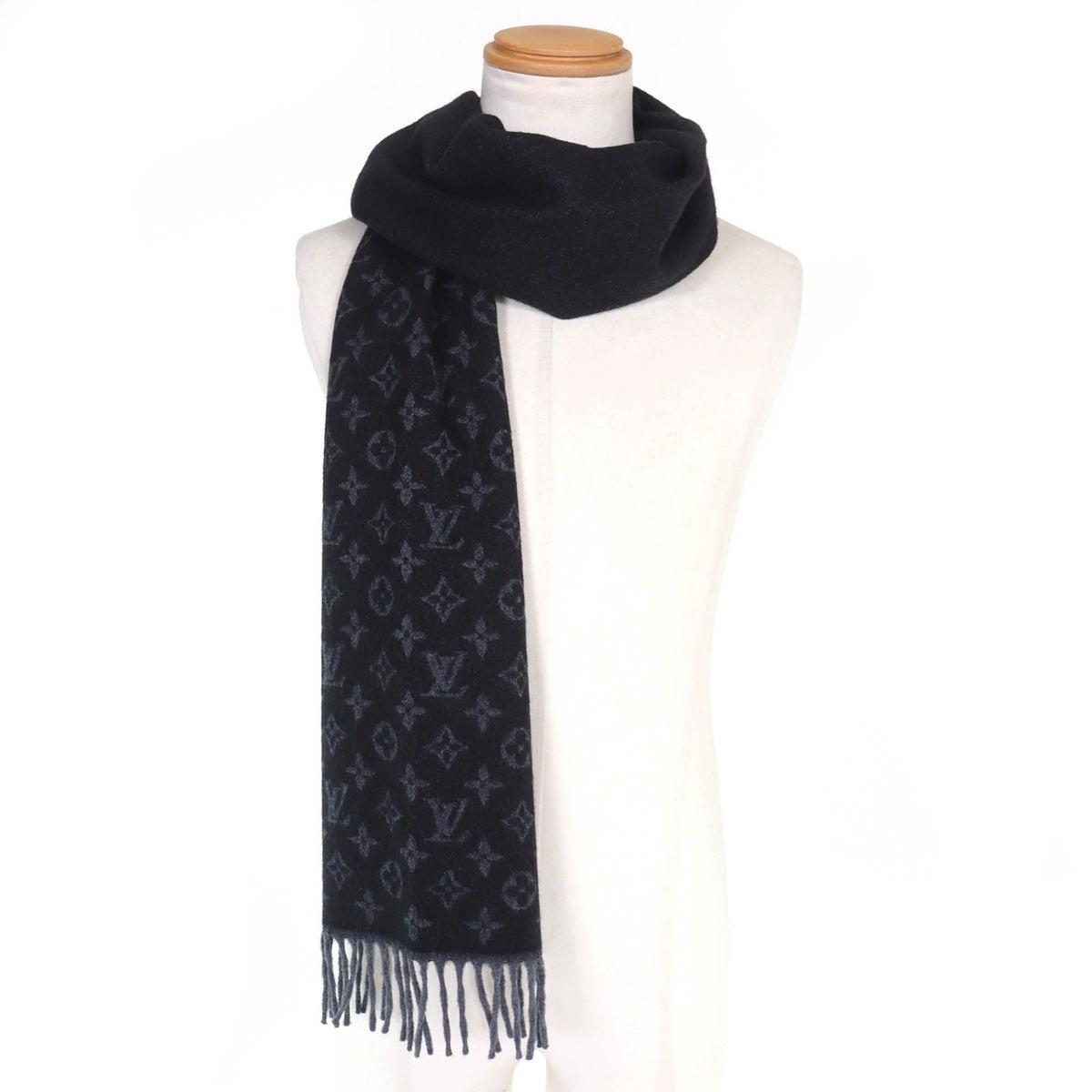 Louis Vuitton Monogram Gradient Cashmere Wool Scarf Noir Black — view 2