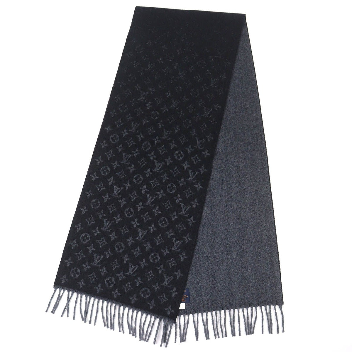 Louis Vuitton Monogram Gradient Cashmere Wool Scarf Noir Black — view 3