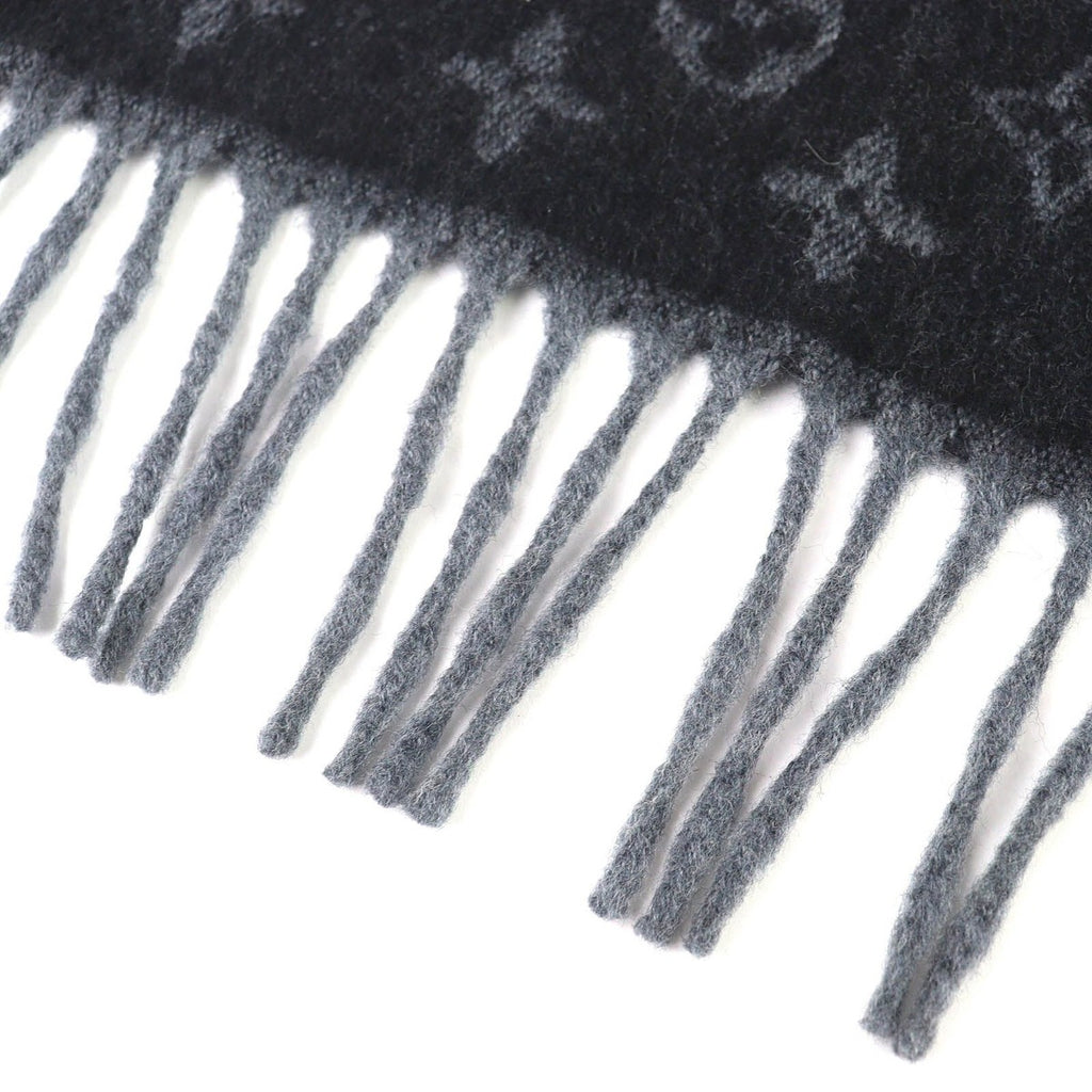 Louis Vuitton Monogram Gradient Cashmere Wool Scarf Noir Black — view 5