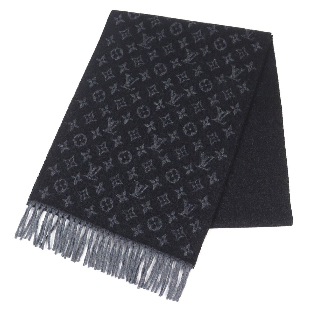 Louis Vuitton Monogram Gradient Cashmere Wool Scarf Noir Black