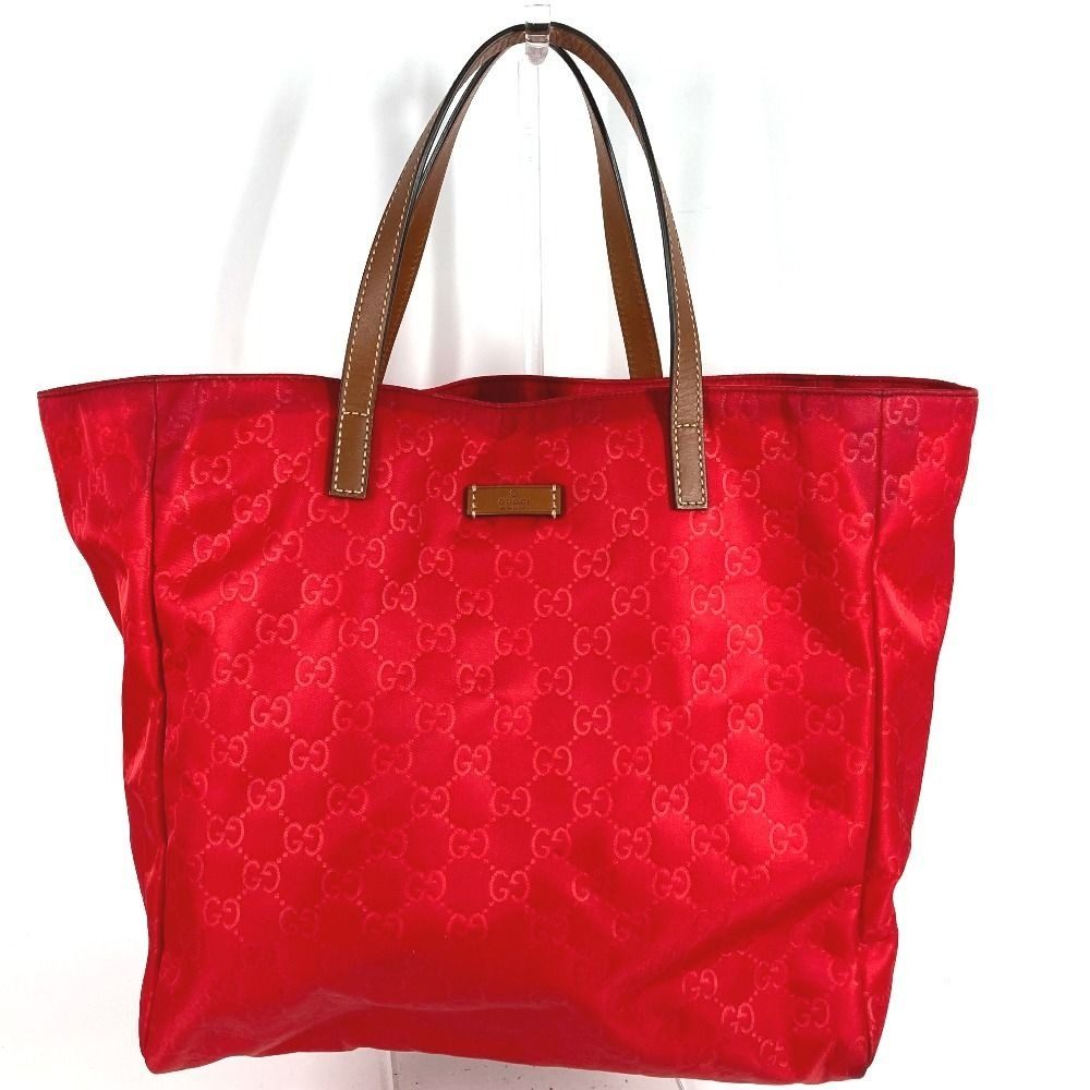 Gucci Shoulder Bag Logo GG Leather Nylon Red