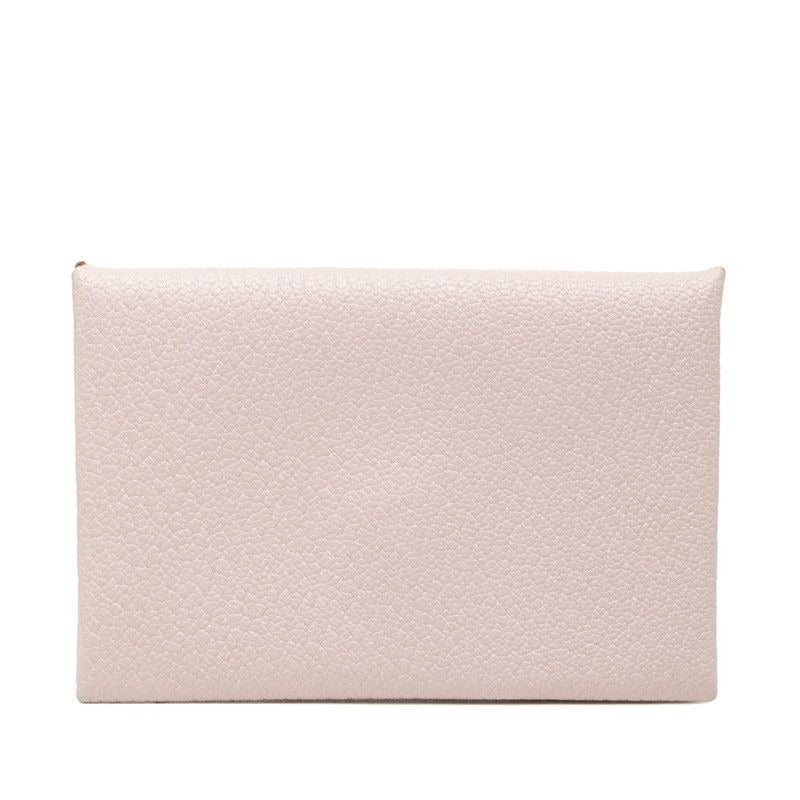 Hermes Calvi Card Case Business Holder Mauvepere Pink Chevre Misole