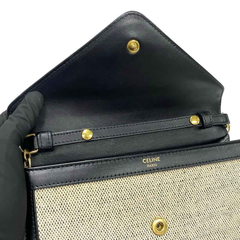 Celine Triomphe Chain Shoulder Canvas Leather Mini