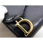 Dior Saddle Lotus Compact Wallet Black Gold Leather 7K — view 4