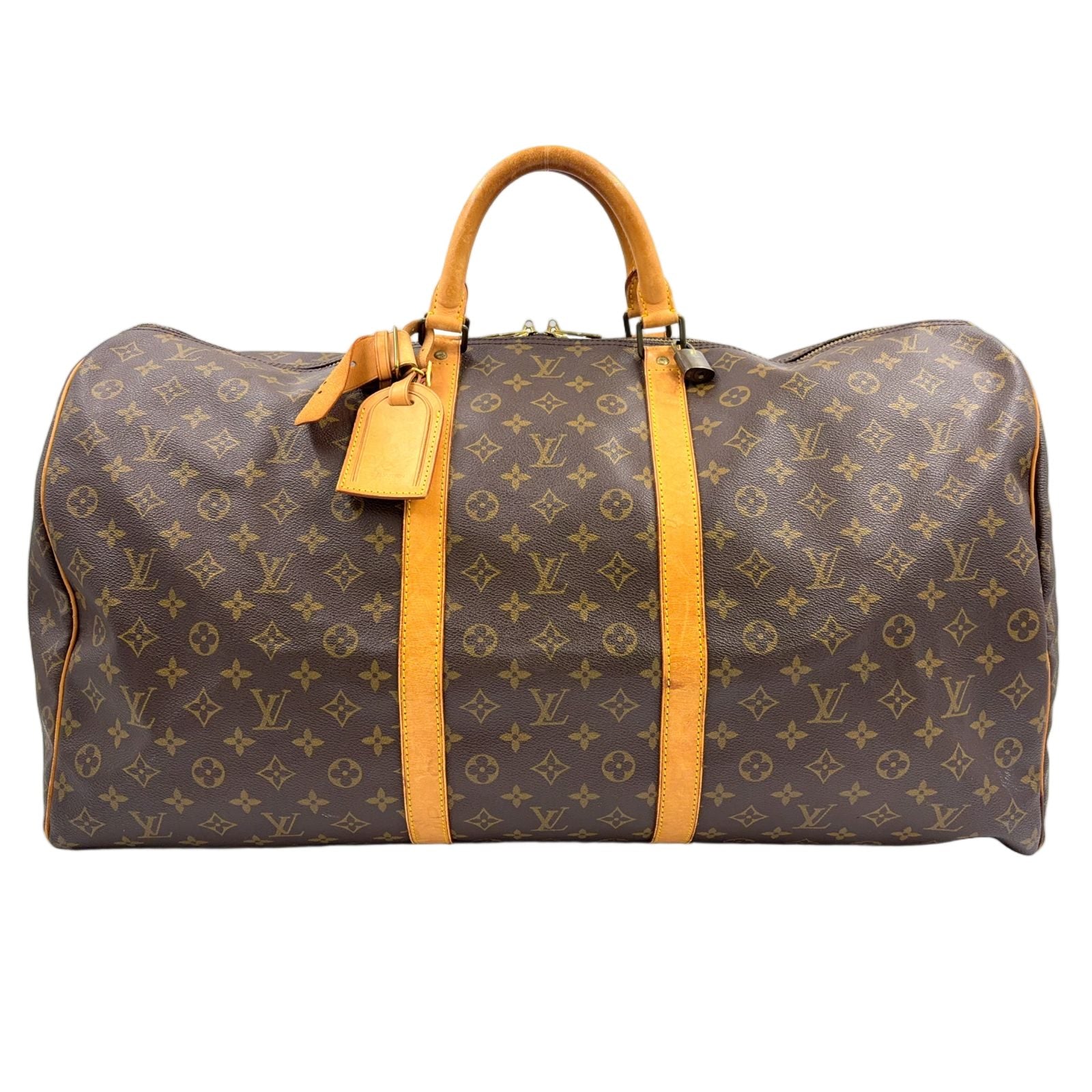 Louis Vuitton Keepall 60 Monogram Leather Brown Boston Bag Gold